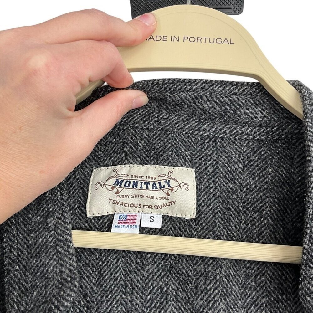 Monitaly AW 16 Size S Men's Jacket Grey Wool Blend Side Closure Wrap Style - Picture 9 of 13